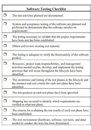 Software Testing Checklist 