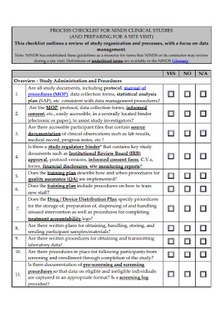 Study Quality Control Checklist
