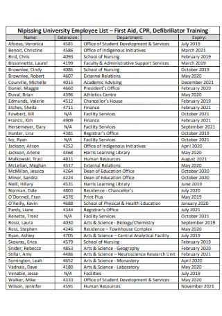 University Employee List