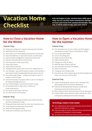 Vacation Home Checklist