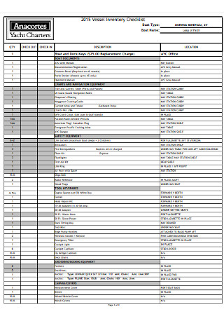Vessel Inventory Checklist