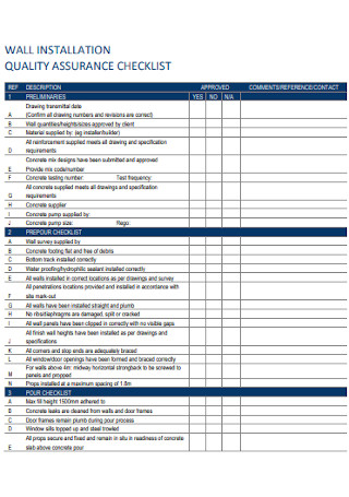 Wall Quality Assurace Checklist