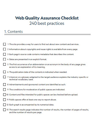 Web Quality Assurance Checklist Template