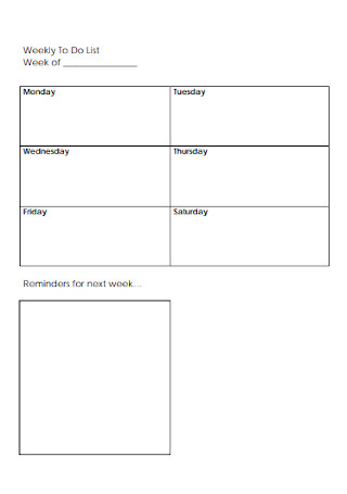 Week of To Do List Template