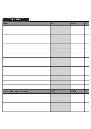 Weekly Action List Template