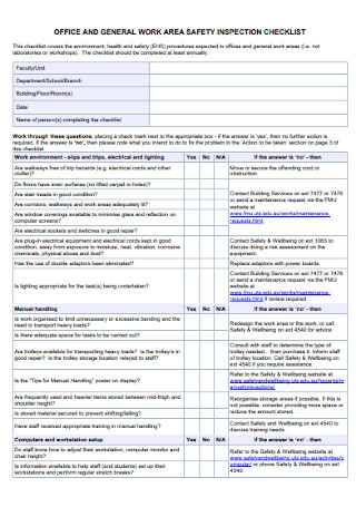 Work Safety Inspection Checklist