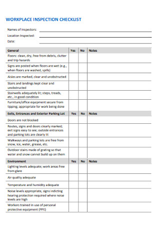 Workplace Inspection Checklist