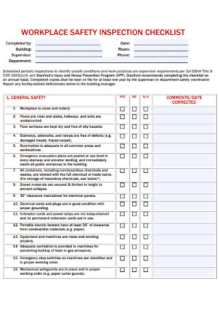 Workplace Safety Inspection Checklist
