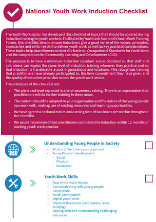 Youth Work Induction Checklist