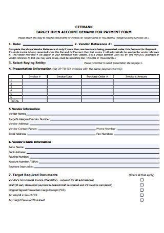Account Demand Payment Form