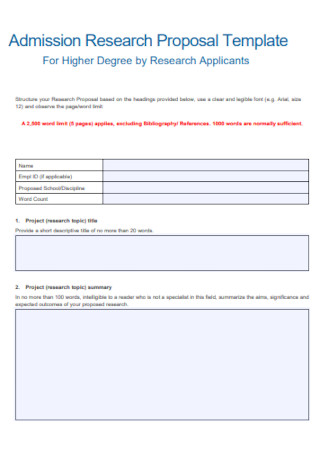 Admission Research Proposal Template