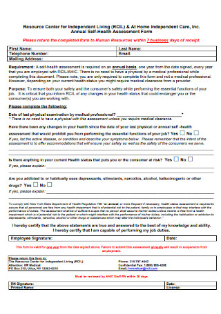 Annual Self Health Assessment Form