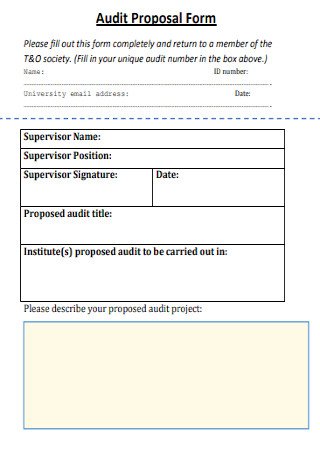 Audit Proposal Form Template