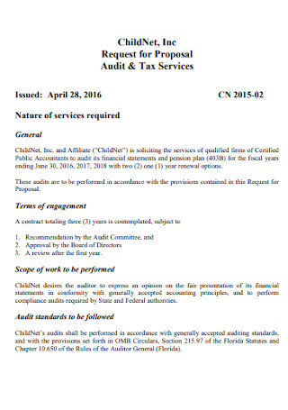 Audit and Tax Service Proposal