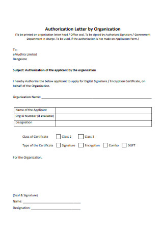 Authorization Letter by Organization Template
