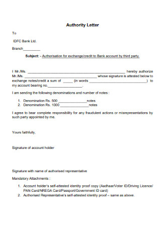 Bank Authority Letter Template