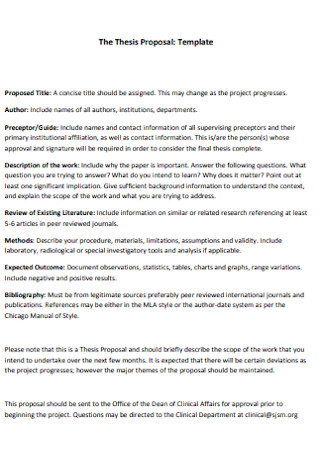 Basic Thesis Proposal Template