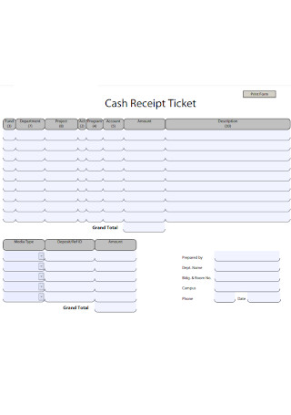 Cash Receipt Ticket Template