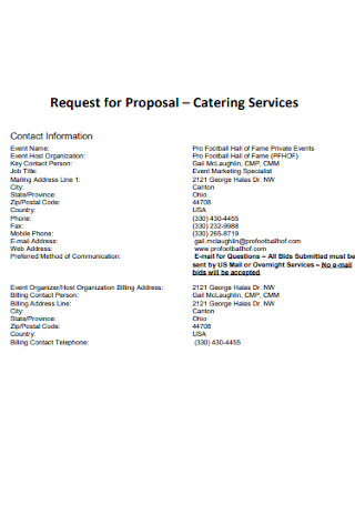 Catering Services Request for Proposal