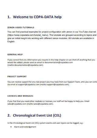 Chronological Event List