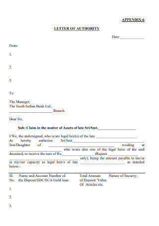 Claim Authority Letter Template
