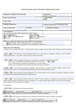 College Grant Proposal Processing Form