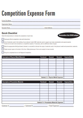 Competition Expense Form