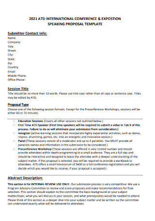 Conference Speaking Proposal Template