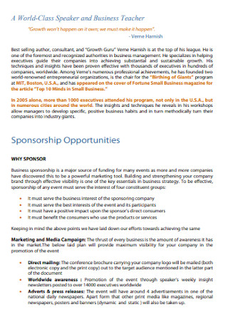 Corporate Sponsorship Proposal Example