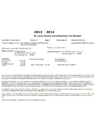 County Local Business Tax Receipt
