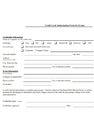 Credit Card Form for Events