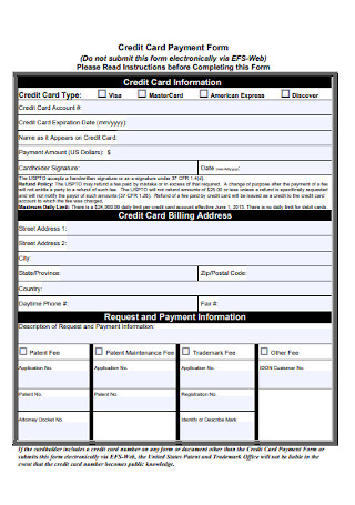 Credit Card Payment Form Format