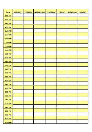 Daily Planning Schedule Template
