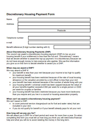 Discretionary Housing Payment Form