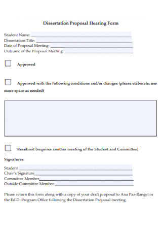 Dissertation Proposal Hearing Form