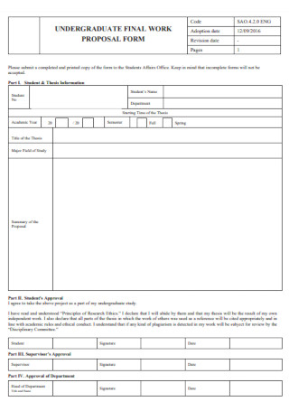 Dissertation Work Proposal Form