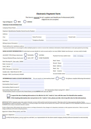 Electronic Payment Form