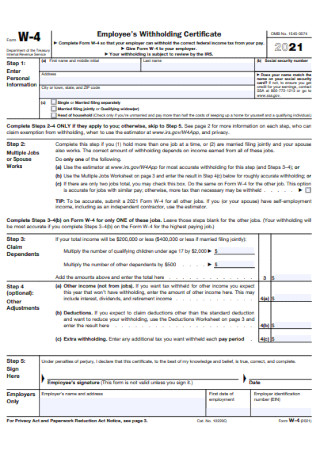 Employees Withholding Certificate Form