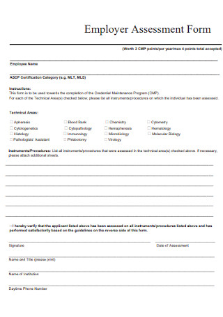 Employer Assessment Form