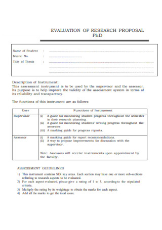 Evaluation of Research Proposal Template