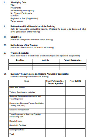 Extension Training Proposal Template