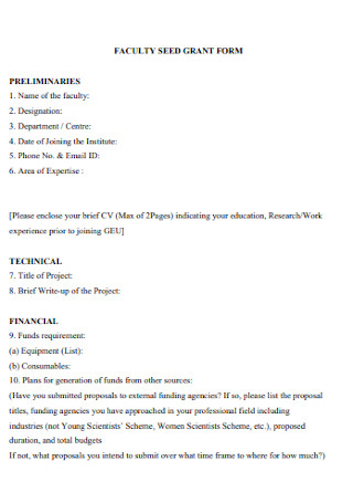 Faculty Seed Grant Proposal Form