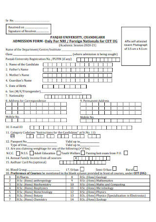 Foreign Admission Form Template