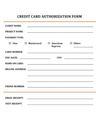 Formal Credit Card Authorization Form