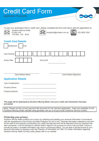 Formal Credit Card Form Template