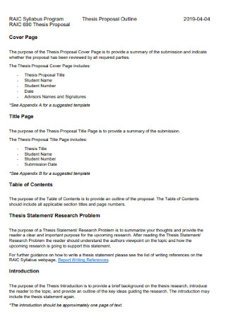 Formal Thesis Proposal Template