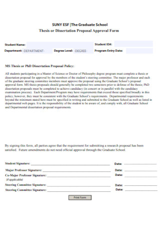 Graduate School Dissertation Proposal Form