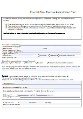 Grant Proposal Authorization Form