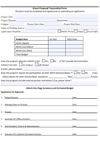 Grant Proposal Transmittal Form