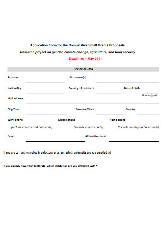 Grants Proposals Application Form